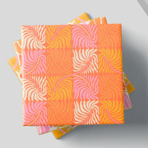 Abstraktes Retro Groovy Muster Gelb Orange Pink