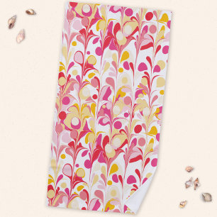 Abstraktes Retro-Marmor-Muster Rosa Gelb Rot Strandtuch