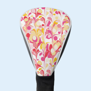 Abstraktes Retro-Marmormuster Rosa Gelb Golf Headcover