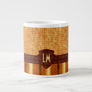 Abstraktes Retro Monogramm-bernsteinfarbiges Jumbo-Tasse