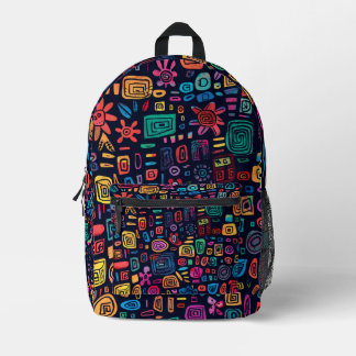 Abstraktes Retro-Muster für Kinder & Schule Bedruckter Rucksack