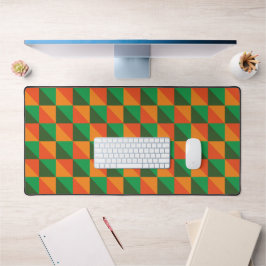 Abstraktes Retro-Orange- und Grüngeometrie-Muster Schreibtischunterlage