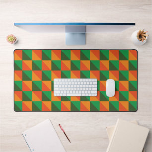 Abstraktes Retro-Orange- und Grüngeometrie-Muster Schreibtischunterlage