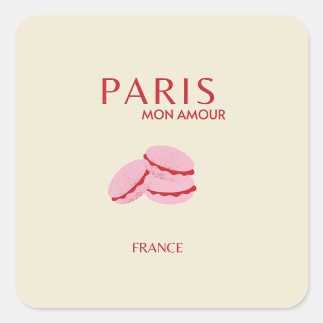 Abstraktes Retro Pastel Paris Quadratischer Aufkleber (Vorderseite)