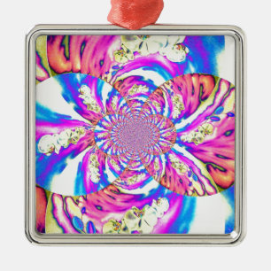Abstraktes Retro-Rosa-Blumenmandala rosa Orchideen Ornament Aus Metall