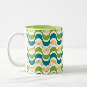 abstraktes Retro-Wellenmuster Zwei-Tone-Kaffeemasc Zweifarbige Tasse
