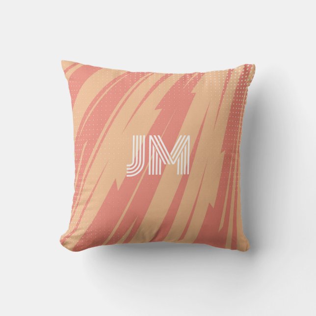 Abstraktes Retrodesign in Rosa und Orange Kissen (Vorderseite)