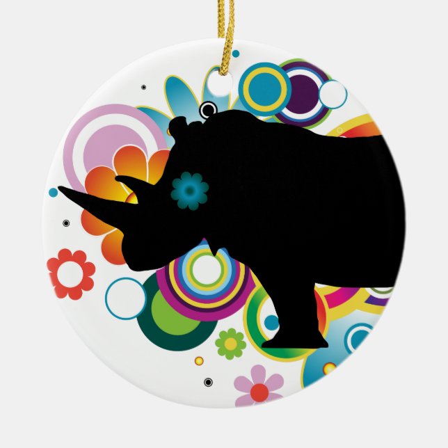 Abstraktes Rhino-Ornament Keramik Ornament (Vorne)