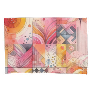 Abstraktes rosa farbenfrohes geometrisches Design Kissenbezug