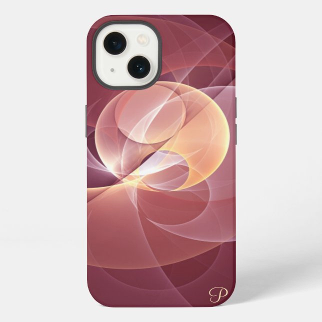 Abstraktes Rosa-Fraktal-Monogramm iPhone Hülle (Rückseite)