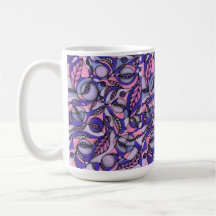 Abstraktes rosa lila florales Doodle-Muster Kerami