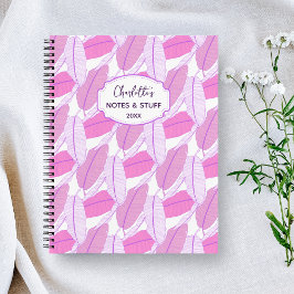 Abstraktes rosa lila tropisches Palmblatt-Monogram Notizbuch