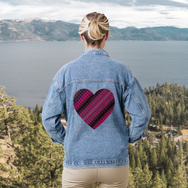 Abstraktes, rosa Muster Denim Jacket Jeansjacke (Von Creator hochgeladen)