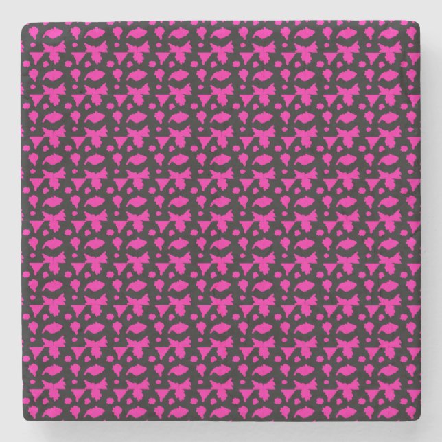 Abstraktes rosa Muster Steinuntersetzer (Vorderseite)