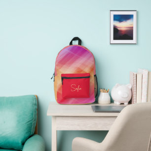 Abstraktes Rosa & Orange Geometrisches Bedrucktes  Bedruckter Rucksack