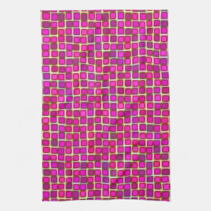 Abstraktes rosa Quadrat-Muster Handtuch