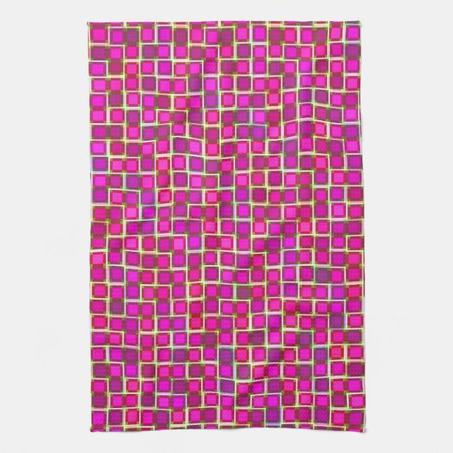 Abstraktes rosa Quadrat-Muster Handtuch (Vertikal)