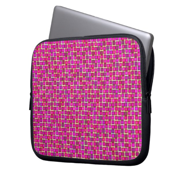 Abstraktes rosa Quadrat-Muster Laptopschutzhülle (Vorderseite Links)