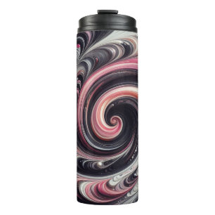 Abstraktes Rosa, Schwarz und Silber Thermosbecher