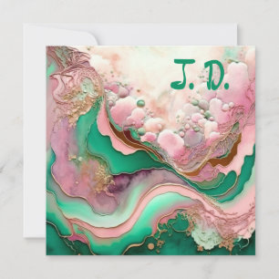 Abstraktes Rosa und Aquamarines Verdigris 18.