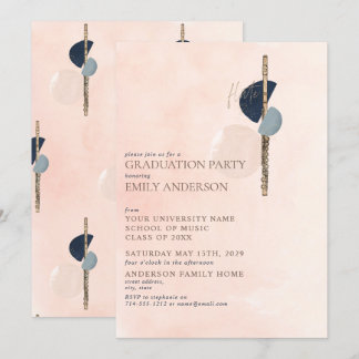 Abstraktes Rosa und blaues goldfarbenes Flute Absc Einladung