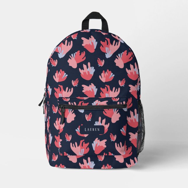 Abstraktes rosa und blaues Muster Bedruckter Rucksack (Vorderseite)