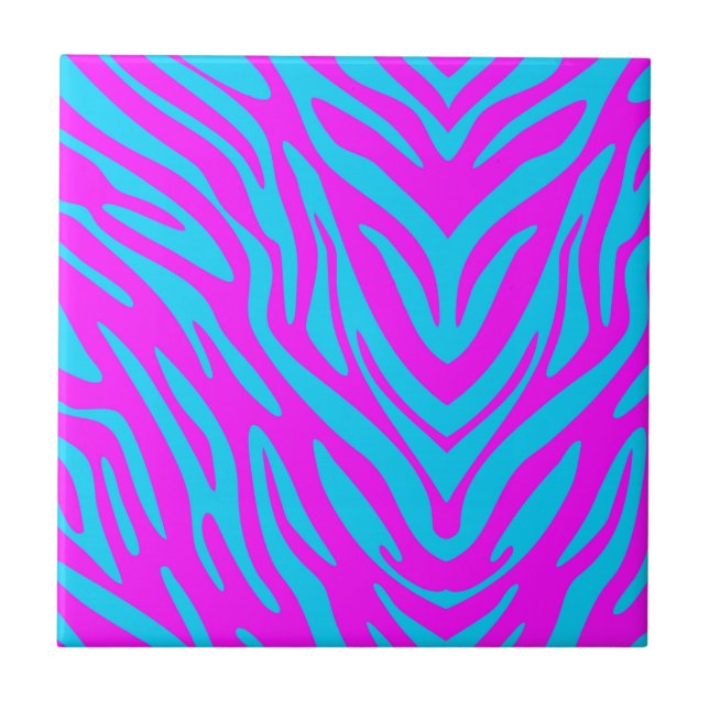 Abstraktes rosa und blaues Zebra Fliese (Vorderseite)