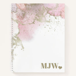 Abstraktes rosa und goldenes Monogramm Notizbuch