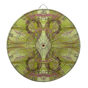 Abstraktes Rosa und grünes Fraktal-Dart-Board Dartscheibe