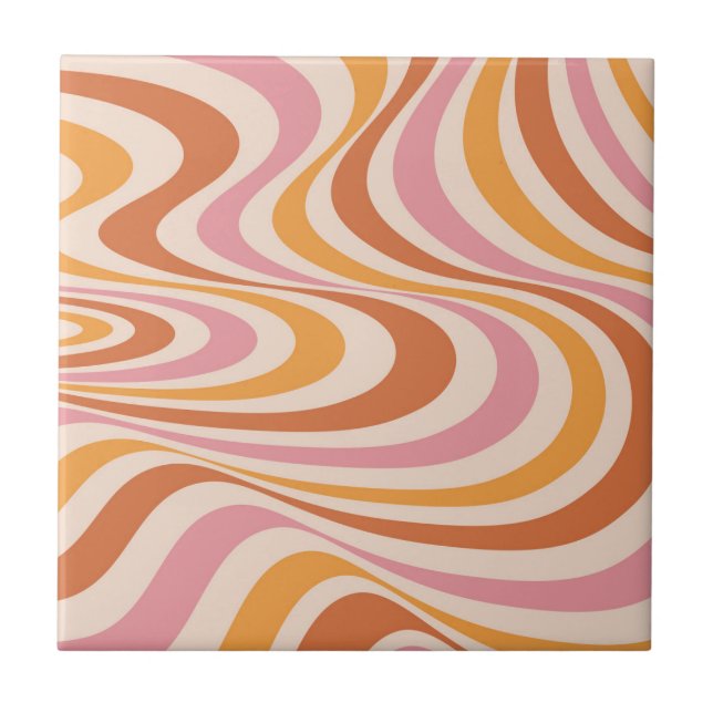 Abstraktes, rosa und orangefarbenes Design Fliese (Vorderseite)