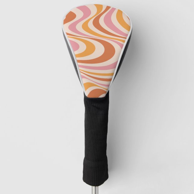 Abstraktes, rosa und orangefarbenes Design Golf Headcover (Vorderseite)