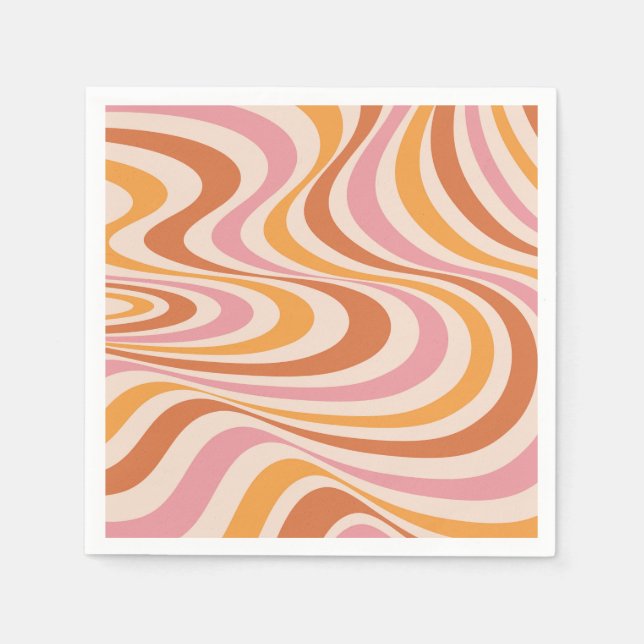 Abstraktes, rosa und orangefarbenes Design Serviette (Vorderseite)