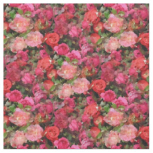 Abstraktes Rosa und Rote Rosen mit Grün Stoff