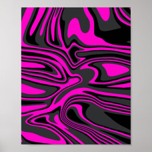 Abstraktes rosa und schwarz wirbelndes Muster Poster