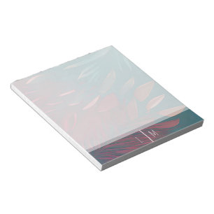 Abstraktes rosa und teal gefieder Monogramm Notizblock