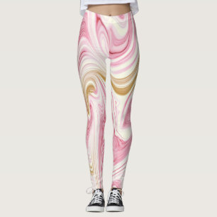 Abstraktes rosa und weißes Muster Leggings