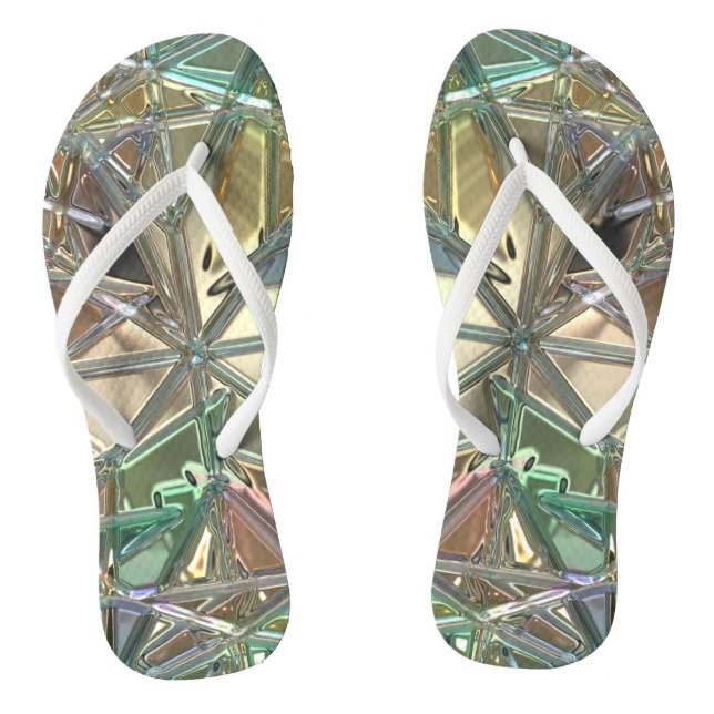 Abstraktes rosafarbenes Gold, aquamarin Flip Flops (Fußbett)