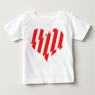 Abstraktes Rot n Weiße Streifen Herzstück Baby T-shirt