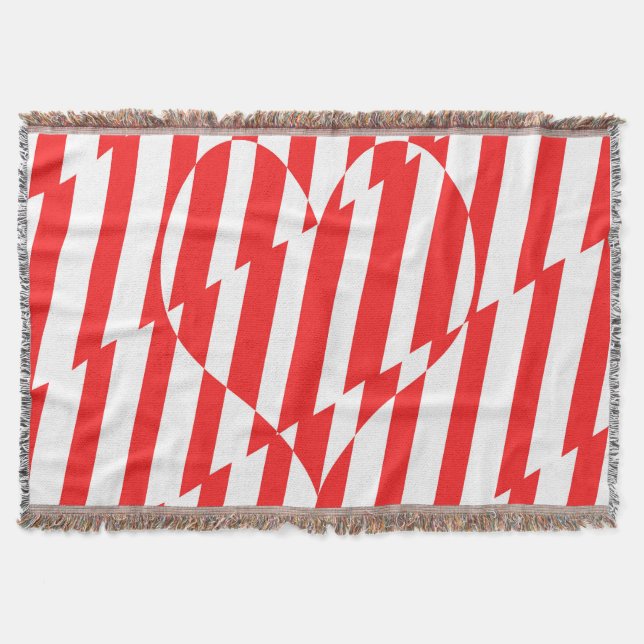 Abstraktes Rot n Weiße Streifen Herzstück Decke (Vorderseite)