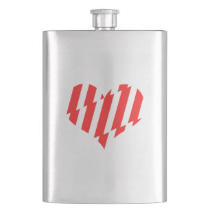 Abstraktes Rot n Weiße Streifen Herzstück Flachmann