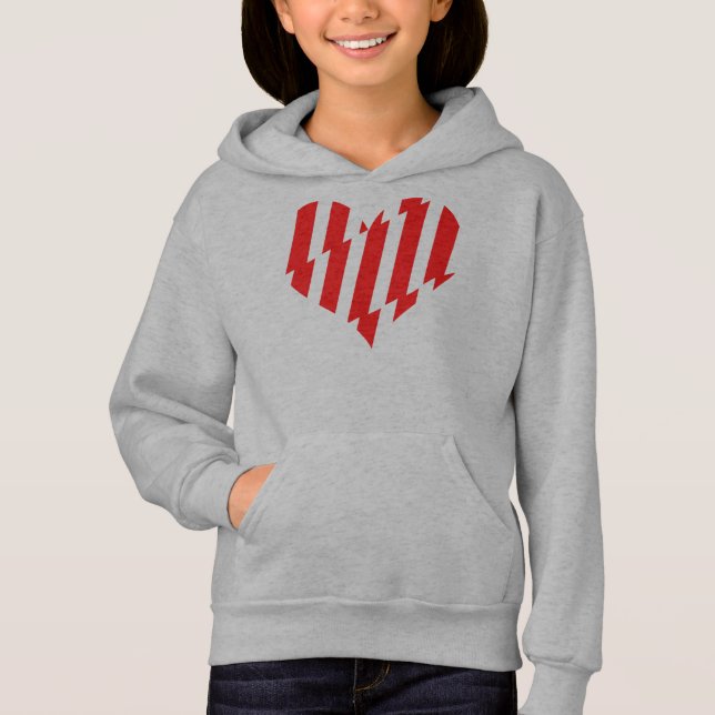 Abstraktes Rot n Weiße Streifen Herzstück Hoodie (Vorderseite)