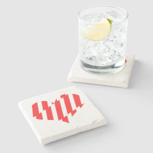 Abstraktes Rot n Weiße Streifen Herzstück Steinuntersetzer