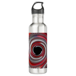Abstraktes Rot-Schwarz-Weiß-Fraktal Edelstahlflasche