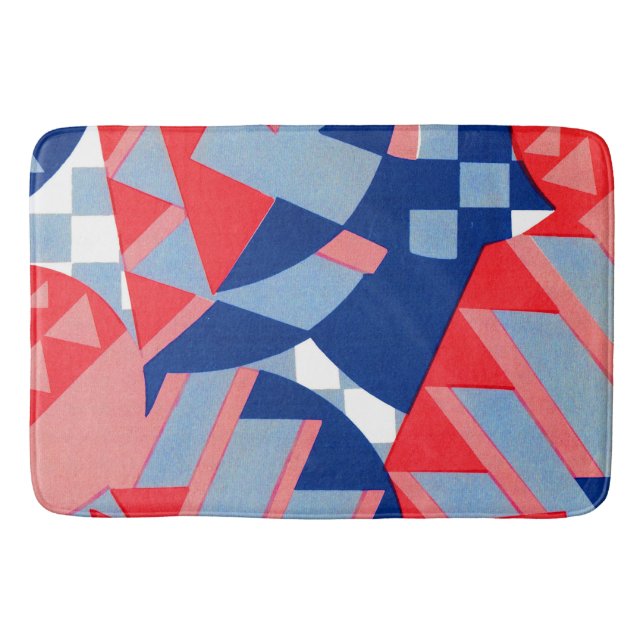 abstraktes Rot und Blau Badematte (Vorderseite)