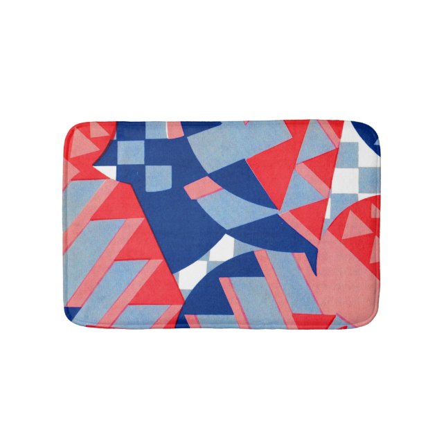 abstraktes Rot und Blau Badematte (Vorderseite)