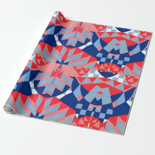 abstraktes Rot und Blau Geschenkpapier