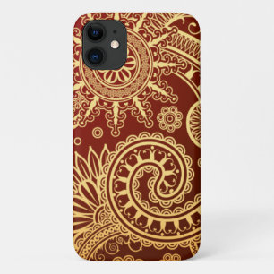 Abstraktes Rot und Goldblumenmuster Case-Mate iPhone Hülle
