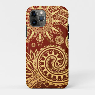 Abstraktes Rot und Goldblumenmuster iPhone 11 Pro Hülle