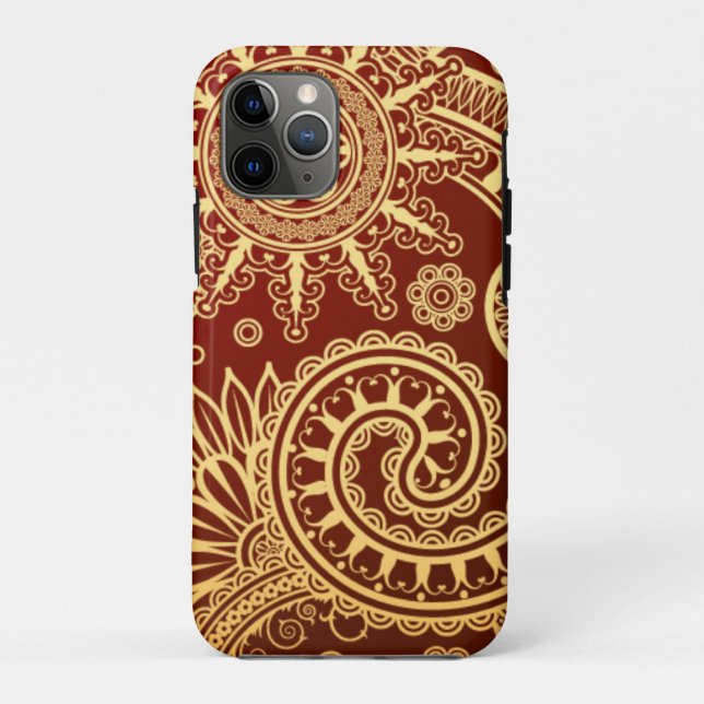 Abstraktes Rot und Goldblumenmuster Case-Mate iPhone Hülle (Rückseite)