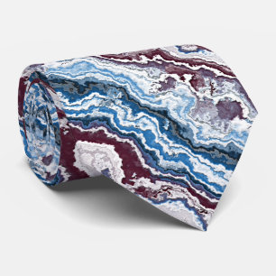 Abstraktes Rot Weiß Blau Mineralien Achat Muster Krawatte